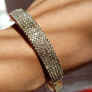 14k solid yellow gold and diamond bracelet